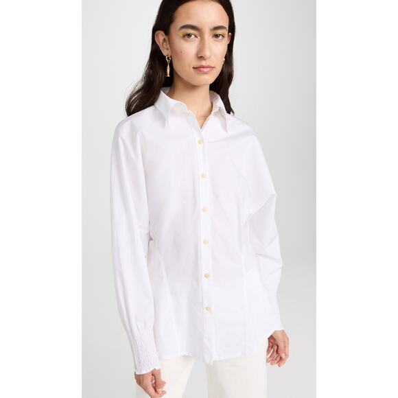 MERLETTE Orient White Long Sleeve Gathered Button Down Shirt Women's Size 8 NWT - Picture 12 of 12